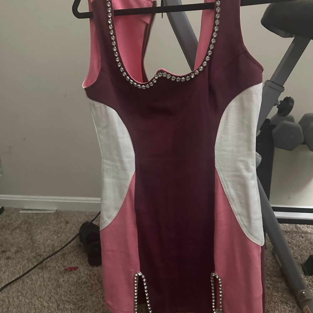 Nasty Gal Red and White Sheath Mini Dress